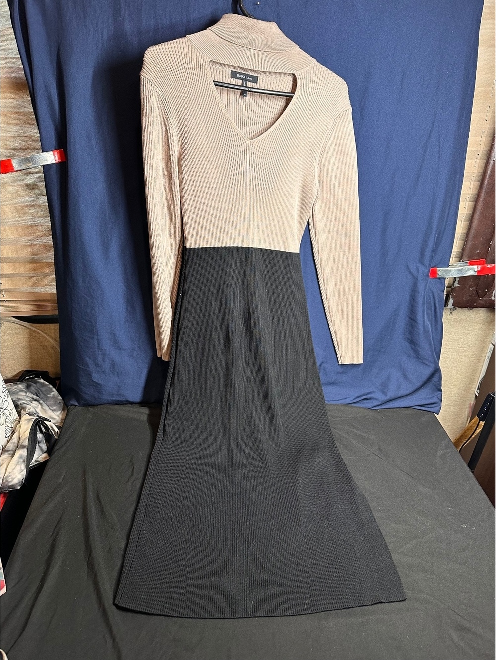 BCBG Paris Two-Tone Long Sleeve Knit Dress XL
